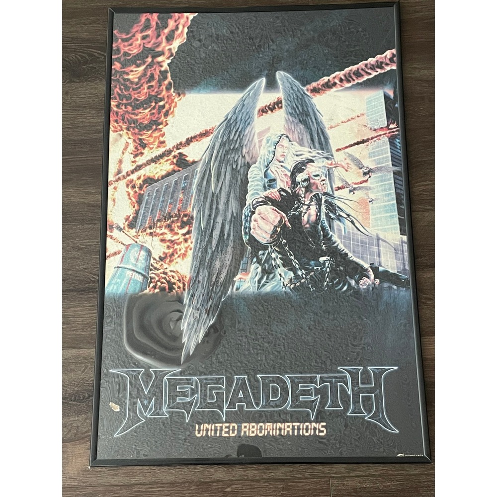 Megadeth United Abominations Framed Poster 22x34 Thrash Metal Vic Rattlehead Art